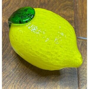 Murano‎ style glass Fruit 4.5" Yellow Lemon  hand blown paper weight decor